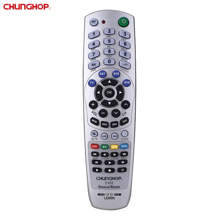 49 teclas E488 Smart Universal Ir Control remoto con código de aprendizaje para SAT DVD DVR TV Control remoto