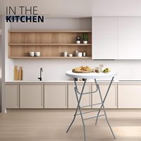 Table de bar pliante Moon, hauteur standard, diamètre 80 cm, surface ronde facile à nettoyer pour une utilisation en intérieur et en extérieur
