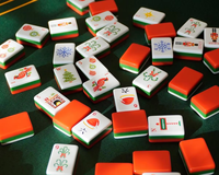 Weihnachtliche Rote Acryl-Mahjong-Steine 160er-Set Schneemann Vogel Stern Baum Design Lasergraviert Private Label OEM/ODM Auf Lager
