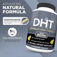Complément alimentaire pour la perte de cheveux chez l'adulte, marque privée OEM, bloqueur de DHT, biotine, capsules végétaliennes, 60 capsules/flacon