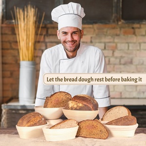 Handmade Eco-Friendly Food Grade 9 Inch Natural Rattan Round <b>Bread</b> Proofing <b>Basket</b> with Cloth Brush Fermentation Kit Spatulas - Product Image 3