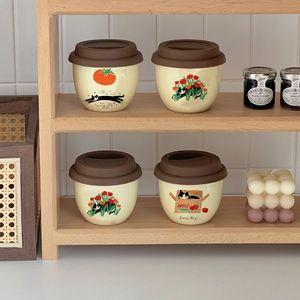 Tasse à café créative Lelyi INS en céramique avec couvercle, motif chat mignon, design élégant et délicat - Product Image 4