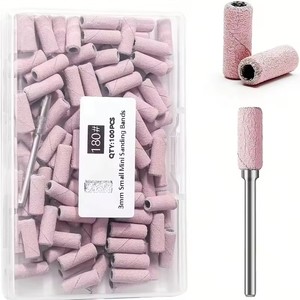 100pcs <b>Nail</b> Drill Bits Sanding Bands with Upgrade 3.1mm Mandrel Bit 180 Fine Grit <b>Nail</b> File Sanding Bands - Product Image 5