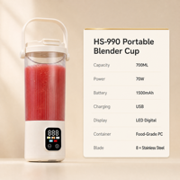 Mixeur Portable Rechargeable USB 7.4V avec Écran Numérique, Tasse à Jus et Broyeur à Glace avec Poignée pour Voyage, Camping et Boissons Quotidiennes aux Fruits