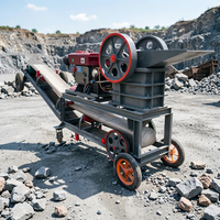 Concasseur à mâchoires diesel mobile avec moteur et roulement à roulettes haute rigidité, capacité maximale de 10 t/h pour le concassage de roches et de minerai de fer