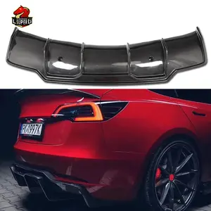 V Style für Tesla Model 3 Carbon Fiber Rear Diffuser Sedan Exterior Parts CF Rear Bumper Diffuser Splitter 2017-2019