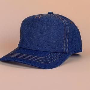 Casquettes de baseball promotionnelles ajustées à 6 panneaux en denim avec logo brodé 3D personnalisé, chapeaux de sport unis en gros - Product Image 1