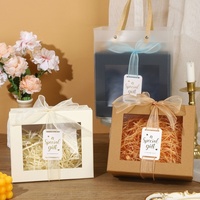 Boîte cadeau rigide transparente avec fenêtre, en carton gris texturé spécial et raphia – Simple, pour anniversaire/mariage/cosmétiques