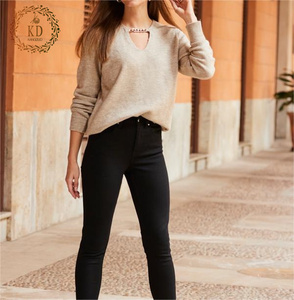 Produttore in <span class=keywords><strong>maglia</strong></span> KD OEM ODM manica lunga polsini a coste orlo maglieria di lusso in <span class=keywords><strong>oro</strong></span> maglione da <span class=keywords><strong>donna</strong></span> - Product Image 2
