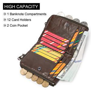 HUMERPAUL <span class=keywords><strong>portafoglio</strong></span> in vera pelle per gli uomini RFID porta <span class=keywords><strong>carte</strong></span> di <span class=keywords><strong>credito</strong></span> borsa con finestra di ID minimalista catena di motociclisti Portomonee - Product Image 2