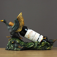 Porte-bouteilles en résine peint à la main, style américain, motif famille de canards, pour décoration de salon, entrée ou bureau – Fabrication chinoise