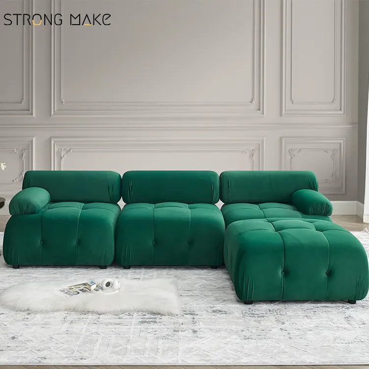 Sofá de veludo moderno e luxuoso para sala de estar, conjunto de sofá reclinável Mario Bellini em forma de L, amor Boucle