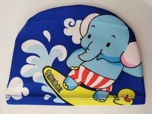 Bonnet de bain en nylon coloré bleu rose jaune pour enfants, dessin animé amusant, logo personnalisé 2024 - Product Image 5