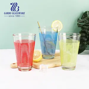 עיצוב צורה v זכוכית מודפסת צבע מובלר זכוכית הדפסה ערכת מים קלאסי פופולרי שתיית כוסות 16 עוז משקפיים גדולים