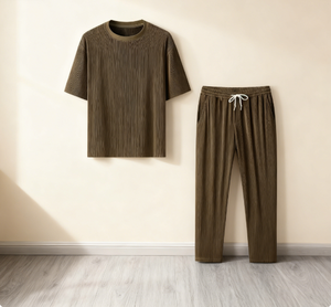2026 NUOVO Completo Uomo KJ Primavera Estate 2 Pezzi Casual in Seta Ghiaccio Vestibilità Ampia T-shirt a Maniche Corte + Pantaloni Lunghi Tendenza Uomo - Product Image 5