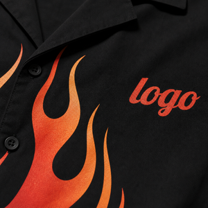 Chemise de bowling personnalisée Hot Rod avec motif flamme, style rétro années 50 Rockabilly, boutonnée, manches courtes, logo brodé pour club automobile, OEM - Product Image 3
