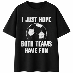 Camiseta de Fútbol Personalizada con la Frase "Solo Espero que Ambos Equipos se Diviertan" para Hombre, Camiseta de Algodón Vintage de Corte Holgado, Estilo Casual - Product Image 4