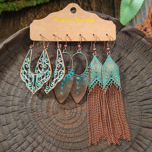 Fashion Jewelry Bohemian <b>Drop</b> Earrings Alloy Antique <b>Bronze</b> Plated Turquoise Women's Party Jewelry - Product Image 4