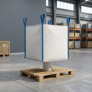 Sac Jumbo FIBC en polypropylène de qualité export, 1,5 tonne, robuste, à ouverture supérieure et bec verseur inférieur, avec boucles latérales durables - Product Image 1