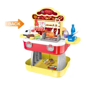 Hot Selling Creative Speelgoed Kinderen Drie-In-een Burger Winkel En Barbecue Winkel Speelgoed