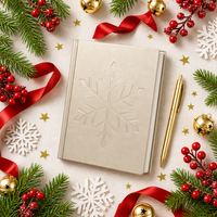 Carnet A5 personnalisé en or champagne avec flocons de neige en relief, couverture rigide, 80 feuilles, reliure cousue, impression numérique personnalisée, cadeau