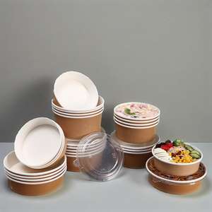 Bol en papier kraft jetable de grande capacité de qualité alimentaire pour service de buffet, salade, collation, sandwich - Product Image 5