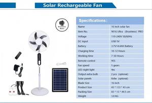 Powerful White Solar Powered <b>Fan</b> Standing Solar <b>Fan</b> Solar Rechargeable Emergency <b>Fan</b> - Product Image 2