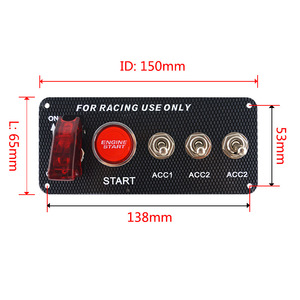 แผงสวิตช์เครื่องยนต์คาร์บอนไฟเบอร์สำหรับรถยนต์ 3A 8.5 30VDC สวิตช์ SPST แบบอิสระพร้อมอุปกรณ์เสริม - Product Image 4