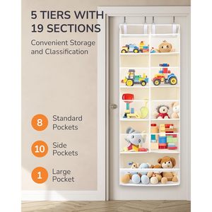 <b>Over</b> <b>The</b> <b>Door</b> Organizer 20 Pockets Beige Hanging Storage For Bathroom Baby Products Heavy Duty <b>Hook</b> Type Neatening Rack - Product Image 3