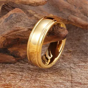 خاتم ذهبي اللون من كربيد التنجستن لحفلات الزفاف مجوهرات نسائية