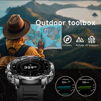 2026 Herren GPS Smartwatch AK102 1100mAh Akku 1,7-Zoll-Display Kompass, Höhenmesser, Luftdruck, BT-Anruf Runde Smartwatch LED-Licht