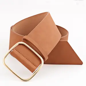 women belt suppliers wide waist gold square buckle decorative fashion lady dress accessory leather belts for women ladies