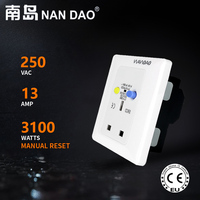 Adaptateur de prise murale NANDAO UK PRCD 13A CE avec disjoncteur différentiel, type divisé, matériau ignifuge
