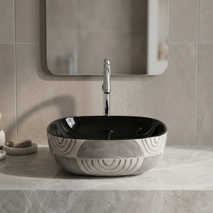 Articles sanitaires indiens en céramique qualité d'exportation fourniture en gros pierre artificielle lavabo de luxe lavabos salle de bain dessus de table - Product Image 3