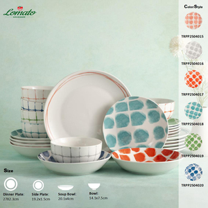 Juegos de vajilla de cerámica reutilizables duraderos Platos de cena impresos sin BPA para cocina acogedora y hogares europeos - Product Image 6