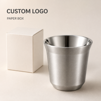 Tasse de bureau isotherme de luxe classique italienne en acier inoxydable écologique, mini tasse à café de camping personnalisée, maintien au chaud du thé pendant 6 heures