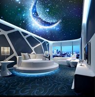 Magnifique fresque murale amovible pour plafond, ciel étoilé et lune, style fantastique