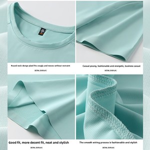 T-shirt con Logo personalizzato in seta e LCE ad asciugatura rapida abiti da lavoro a maniche corte tinta unita con stampa a maglia - Product Image 3