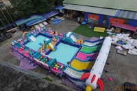 Aire de jeux aquatiques gonflable commerciale pour l'extérieur avec toboggans