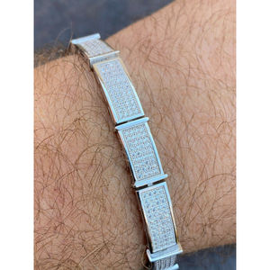 Pulseras de tenis con dijes de plata unisex, cierre de caja, 24g, engaste de bisel, joyería de boda de moda, estilo hip hop de lujo, venta al por mayor - Product Image 1