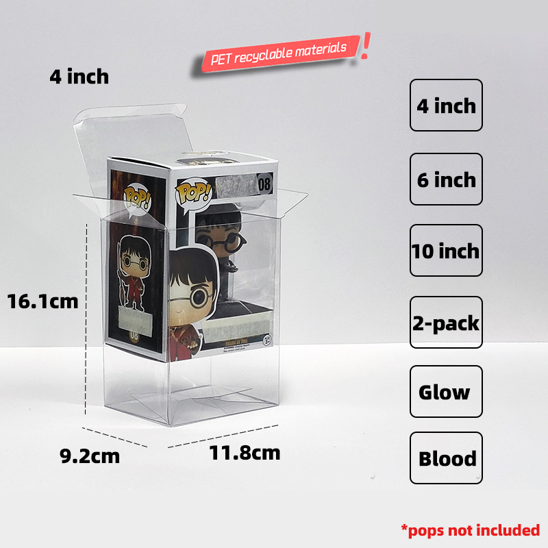 Wholesale Pvc Plastic Transparent Protector Hard Vinyl Packaging Small Clear Acetate Box Packing for Funko Pop Gift with Cover