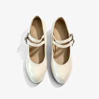 Chaussures Mary Jane pour femmes en cuir verni à double bride et talon carré, personnalisables avec logo, faible MOQ, vente en gros pour usage décontracté – Fabrication OEM/ODM