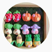 Fruit House Kawaii Charms Harsen Platte Achterkant Cabochons voor Fantasie DIY Knutsels, Slime Charms, Sleutelhanger Hangertjes, Telefoonhoesje Charms