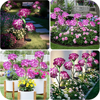Lampe solaire de jardin LED, hydrangea violet lumineux, pour pots de fleurs, patios et allées, un excellent cadeau pour les femmes