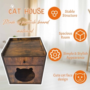 Casa para Gatos de Madera con Forma de Televisor <span class=keywords><strong>Retro</strong></span>, con Cajón y Caja de Arena Oculta, para Interiores - Product Image 5