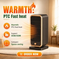 Calentador de Aire PTC Portátil con Termostato, Control Remoto, Temporizador y Modo Silencioso para Dormitorio, Sala de Estar y Hogar en Invierno