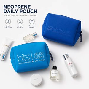 Pochette de maquillage promotionnelle en néoprène avec logo imprimé offset personnalisé, pochette cosmétique compacte pour les voyages, les soins de la peau et les accessoires - Product Image 4