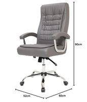 Vente en gros de chaises de bureau modernes de luxe grises à dossier haut en cuir véritable Pu chaises de patron ergonomiques pivotantes en acier inoxydable