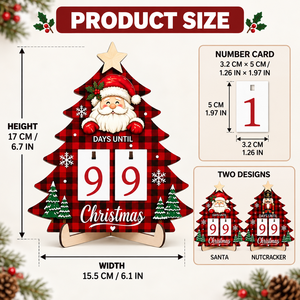 Decorazione Natalizia <span class=keywords><strong>per</strong></span> la Casa: Calendario Conto alla Rovescia in Legno da Tavolo con Scritta '<span class=keywords><strong>Giorni</strong></span> Fino a <span class=keywords><strong>Natale</strong></span>' e Schiaccianoci di Babbo <span class=keywords><strong>Natale</strong></span> - Product Image 2
