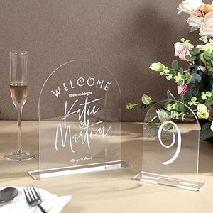 <strong>Clear</strong> Acrylic Wedding Arch <strong>Table</strong> Sign With Holders Organizer For Weddings - Product Image 5